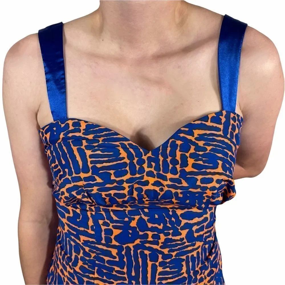 Ever-Pretty Blue and Orange Patterned Midi Dress - Picture 4 of 8